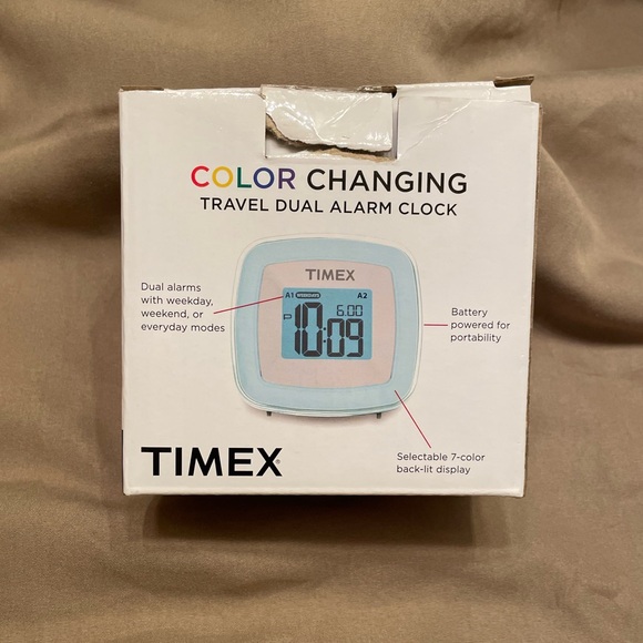 Brand New Timex Color Changing Travel Dual Alarm Clock! - Picture 3 of 6